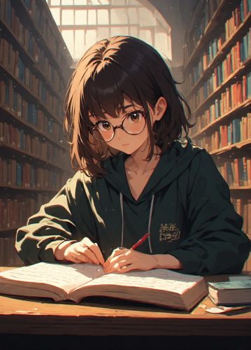 How is studying carried out at the library?