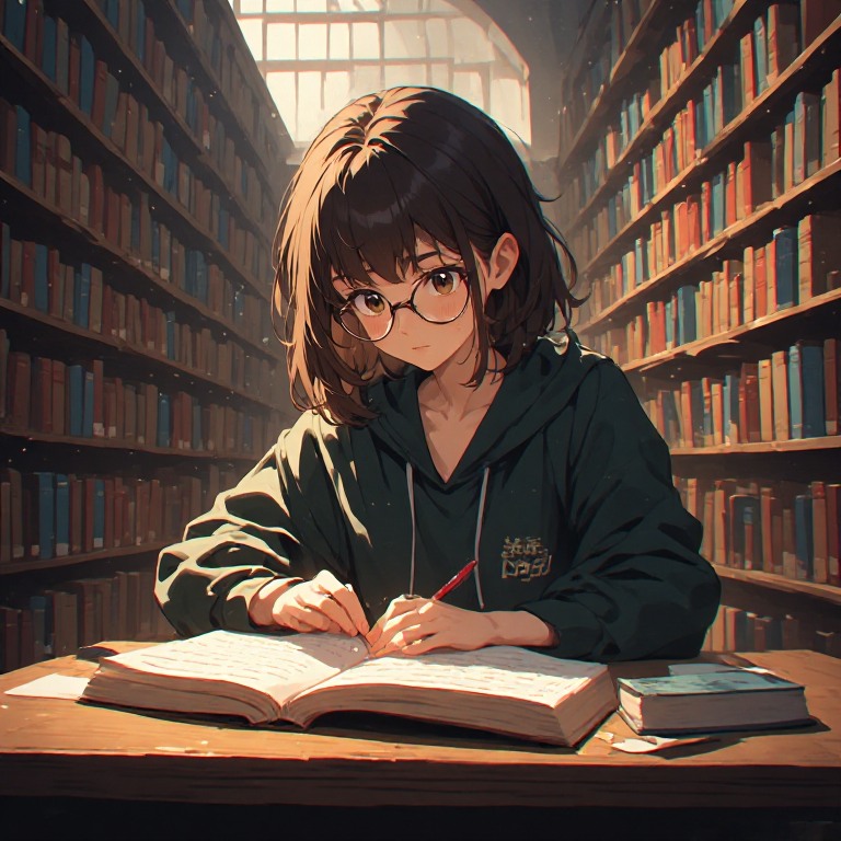 How is studying carried out at the library?